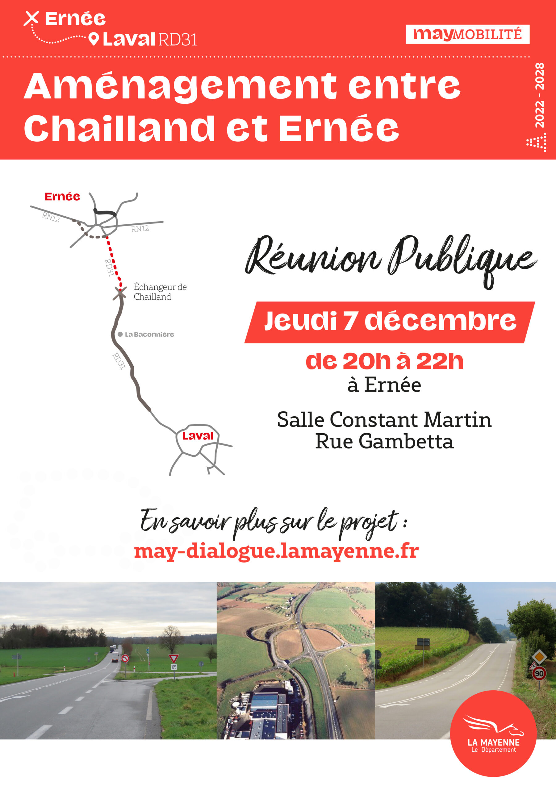 Projet d’aménagement entre Chailland et Ernée sur la RD31 : réunion publique et concertation préalable